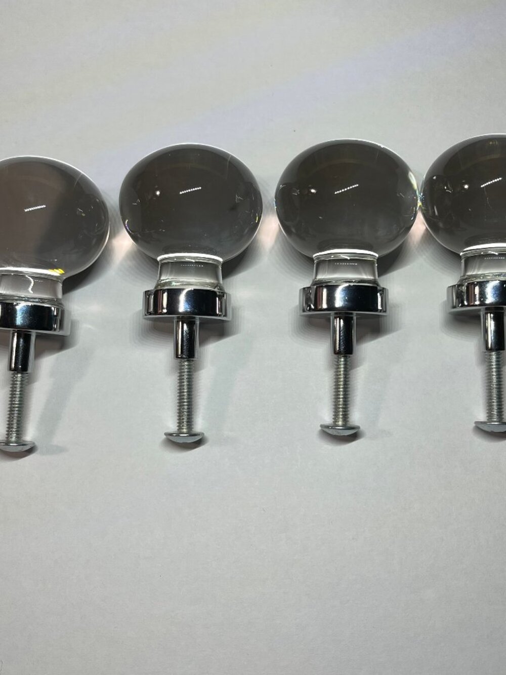 Lot of 4 Glass Drawer Knobs w/ 1" Screws